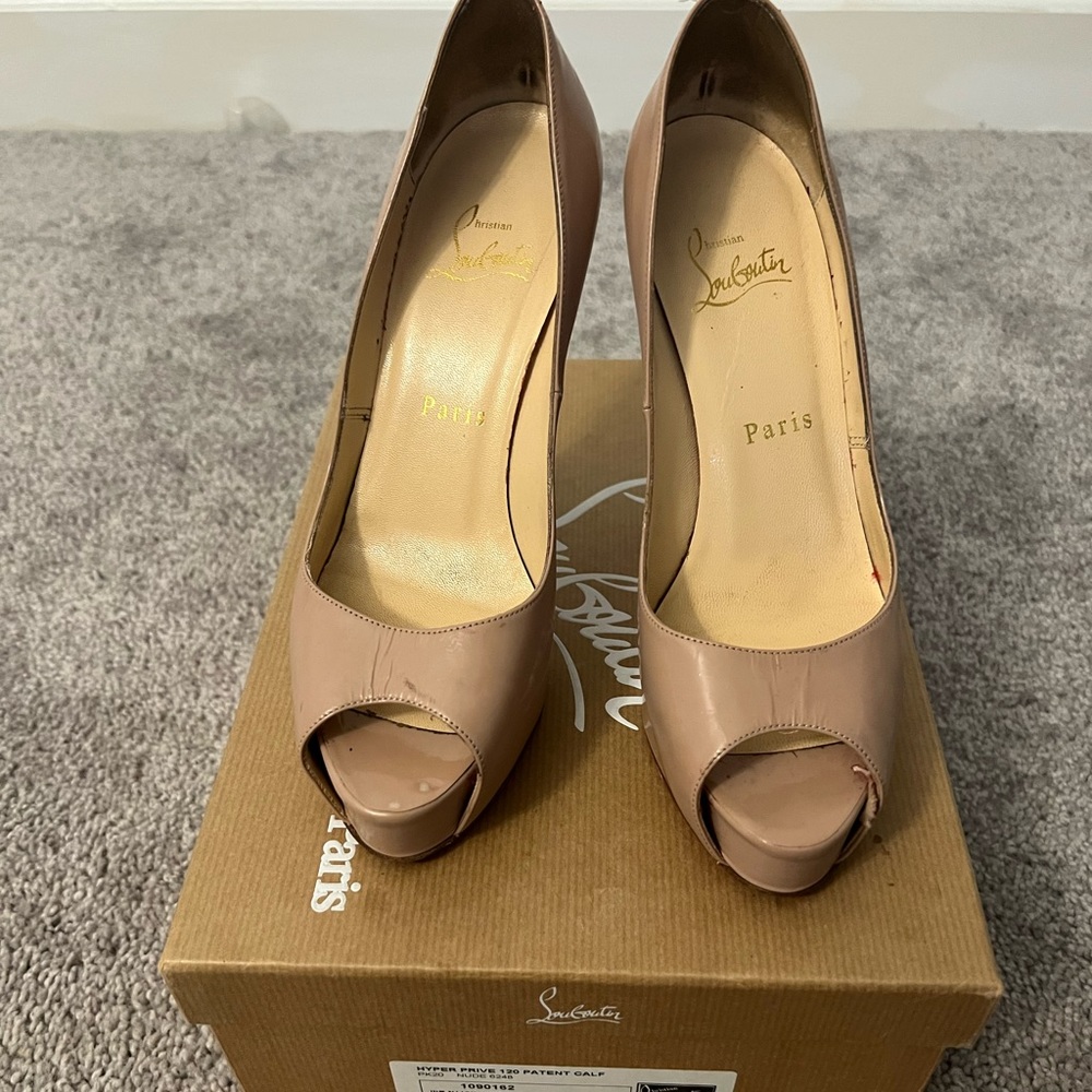 Christian Louboutin (sz 36)Hyper Prive 120 Patent Calf Nude